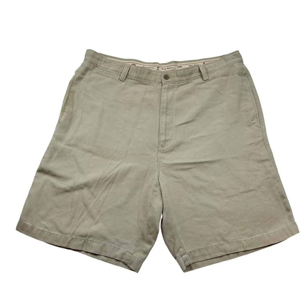 Tommy Bahama Relax Mens Khaki Tan Tencel Cotton Ribbed Shorts Size 40